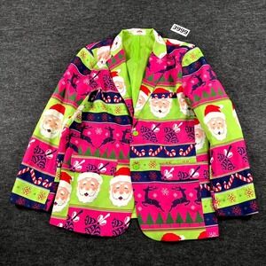 Holiday Time Santa Christmas Blazer Jacket Mens Large Multicolor Colorblock
